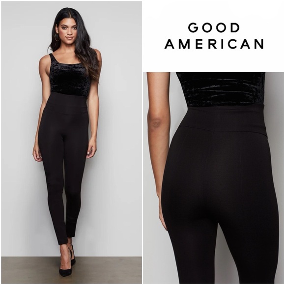 Good American Pants - GOOD AMERICAN • The Ponte Boss Pant in Black • Large